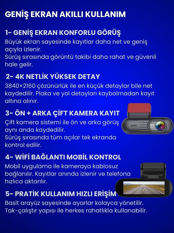 4K Araç İçi Kamera Drive M
