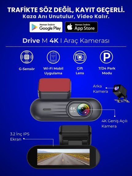 4K Araç İçi Kamera Drive M