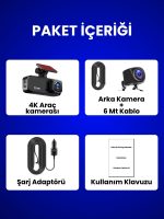 4K Araç İçi Kamera Drive S (Ön + Arka, WiFi, Gece Görüş) - Görsel 8