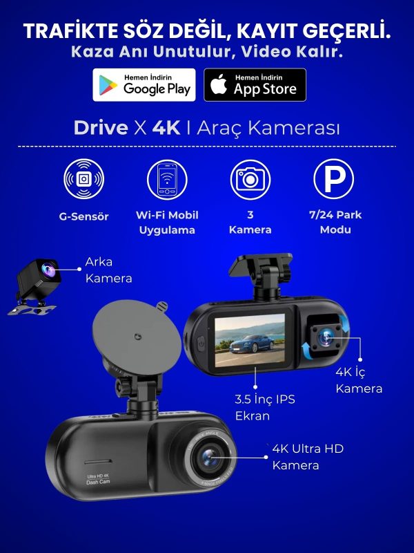 4K Araç İçi Kamera Drive X
