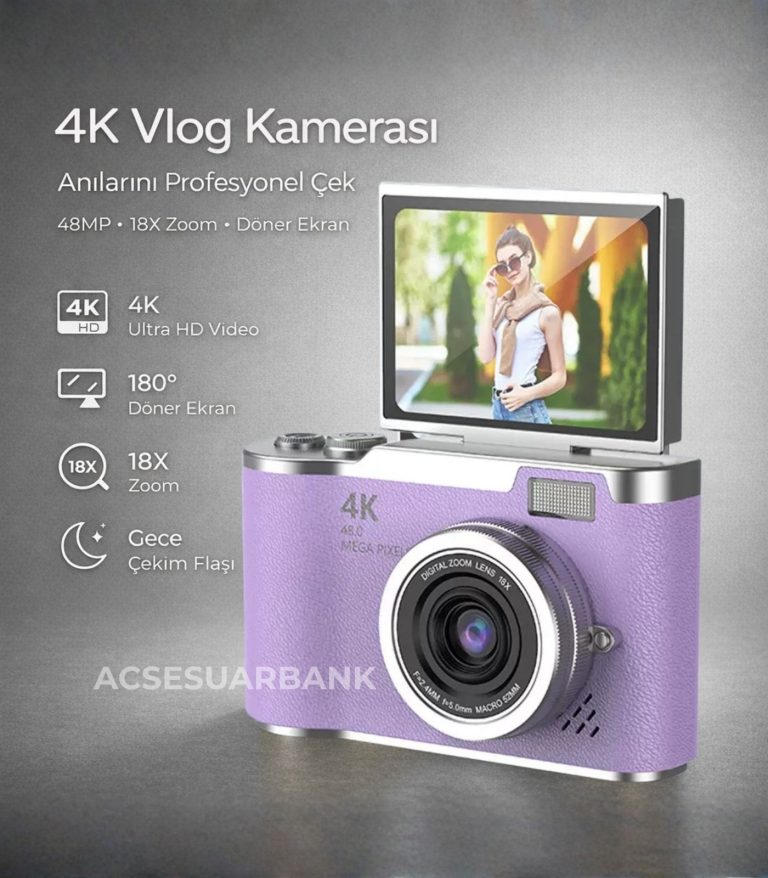 4K Dijital Fotoğraf Makinesi Mor
