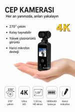 4K Ultra HD Vlog Kamera WiFi 270° Döner Lens Aksiyon Kamerası - Görsel 2
