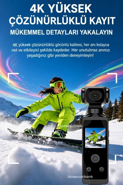 4K Ultra HD Vlog Kamera WiFi 270° Döner Lens Aksiyon Kamerası