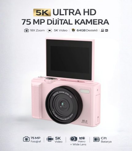 5k Dijital Fotoğraf Makinesi Pembe