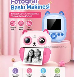 Anında Baskılı Çocuk Fotoğraf Makinesi – Fotoğraf Çek & Anında Yazdır-pembe