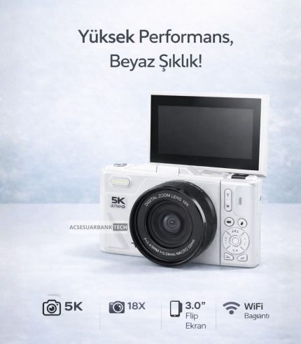5k Dijital Fotoğraf Makinesi Beyaz