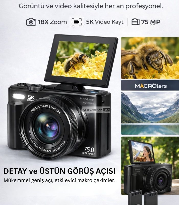 5k Dijital Fotoğraf Makinesi Siyah