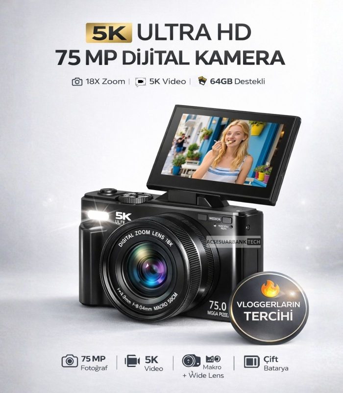 5k Dijital Fotoğraf Makinesi Siyah