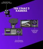 1080P Full HD 3 Kameralı Araç İçi Kamera