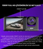 1080P Full HD 3 Kameralı Araç İçi Kamera