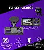 1080P Full HD 3 Kameralı Araç İçi Kamera