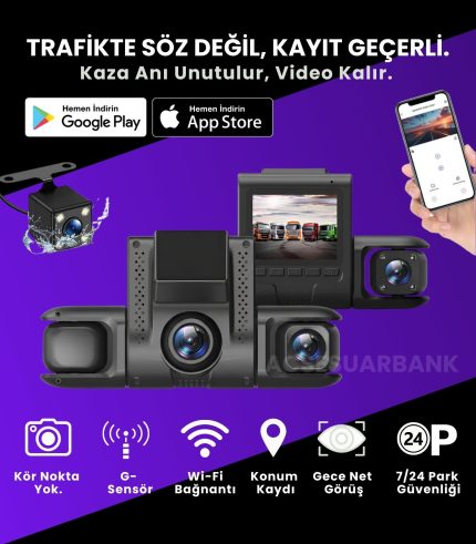 Çift Lens Araç Kamerası 1080P Full HD